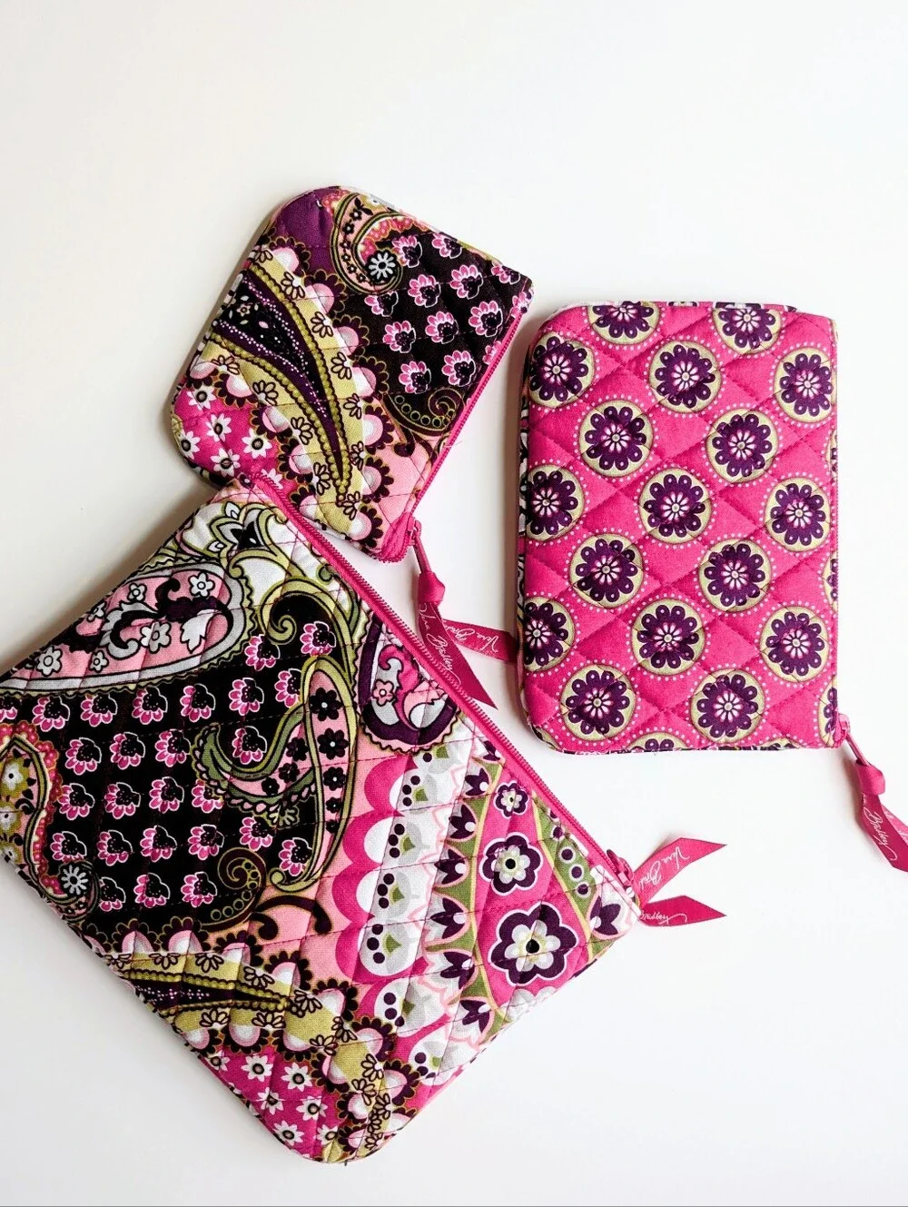 Vera Bradley Purple Very Berry Paisley Cosmetic Zip Set 5